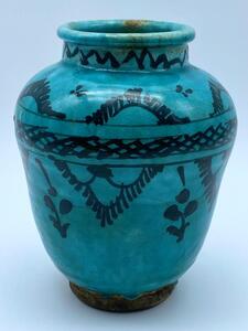 Islamic Persian Safavid ceramic turquoise vase 
