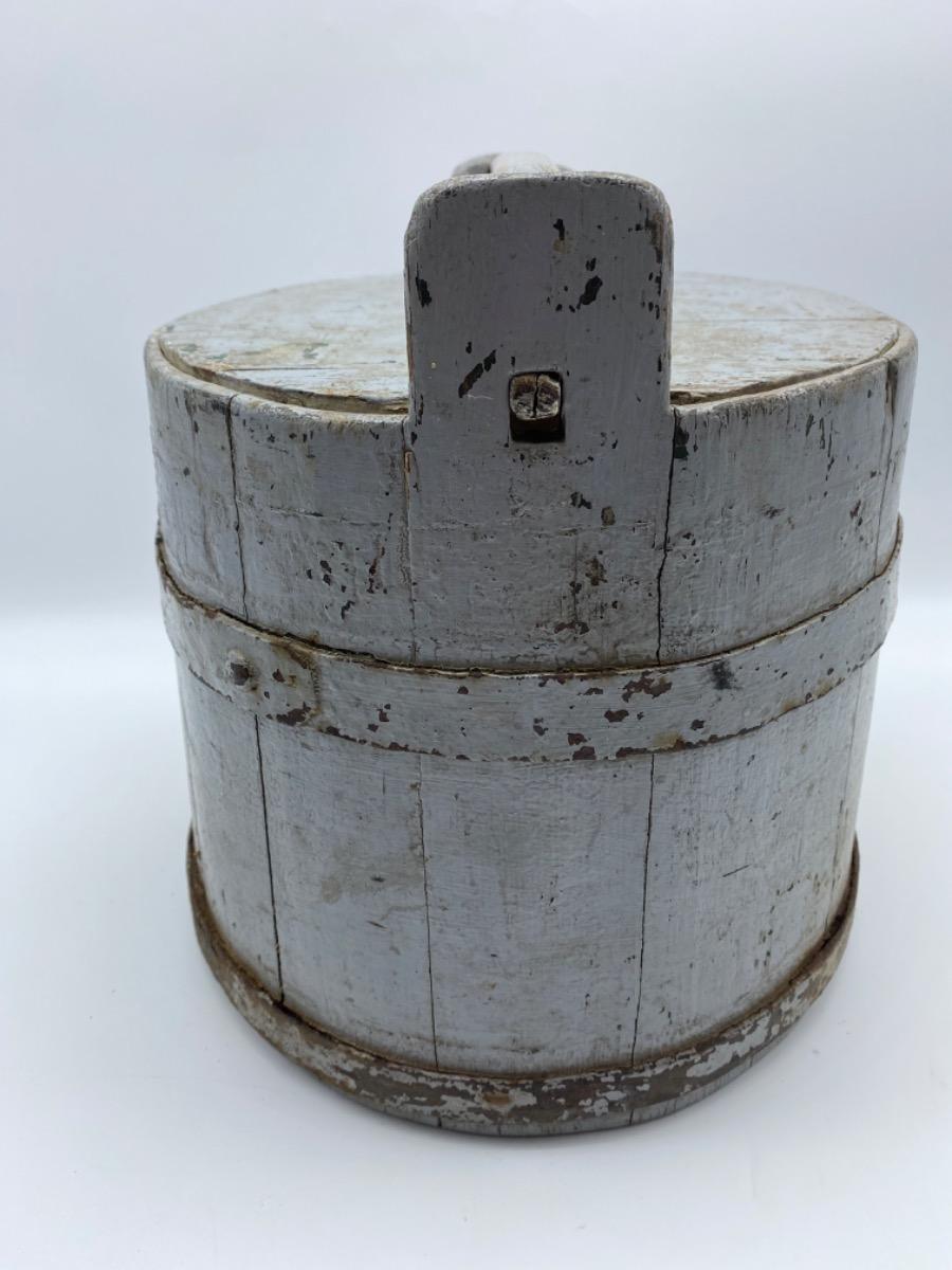 Antique Swedish wooden bucket tub with lid 