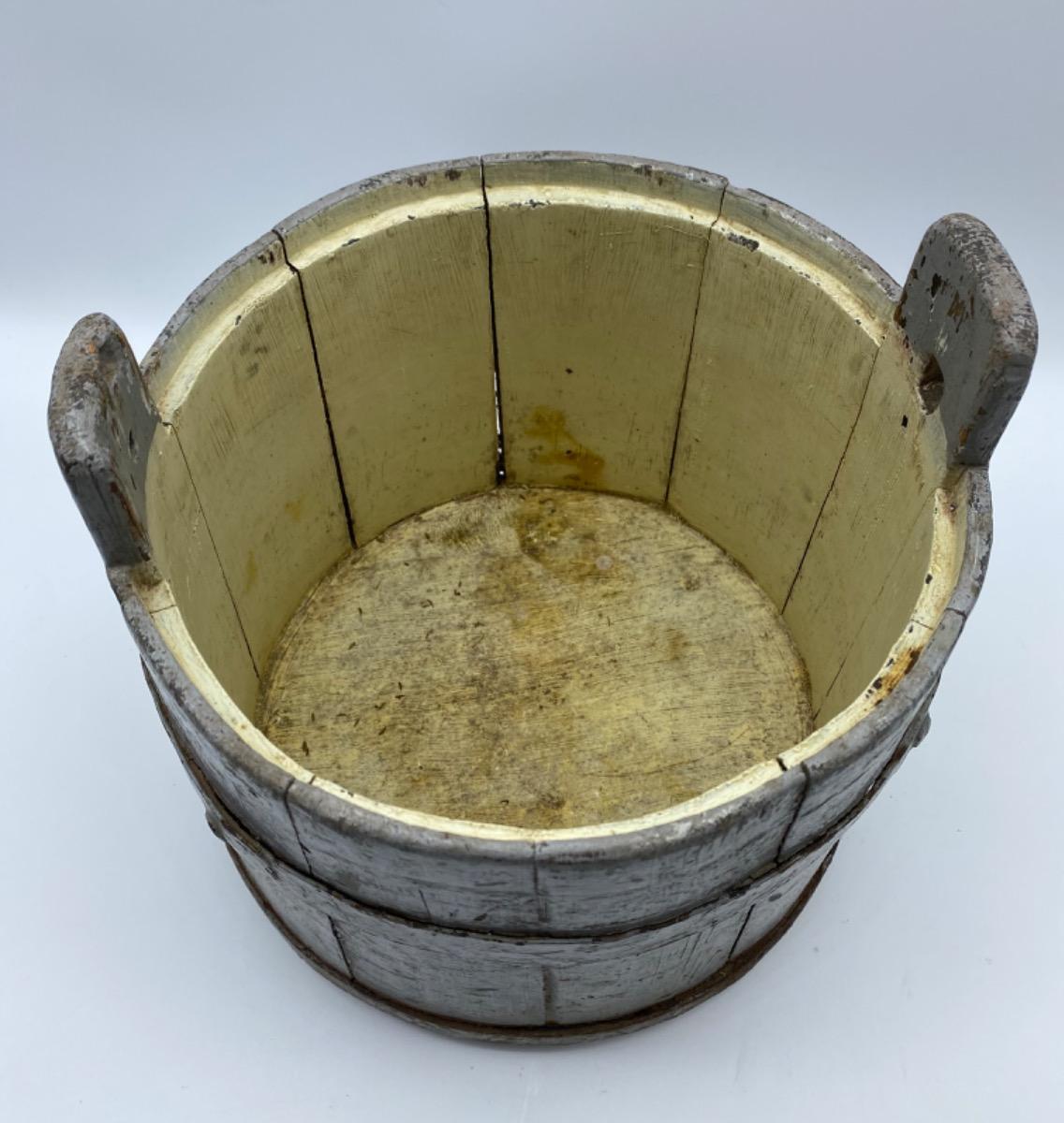 Antique Swedish wooden bucket tub with lid 