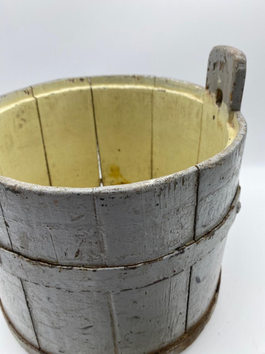 Antique Swedish wooden bucket tub with lid 