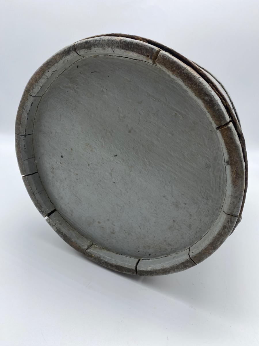 Antique Swedish wooden bucket tub with lid 