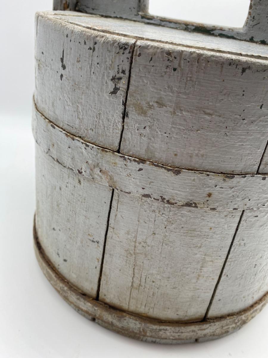 Antique Swedish wooden bucket tub with lid 