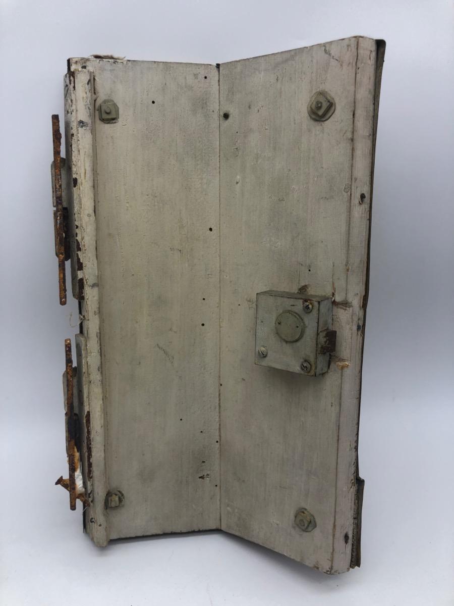 Antique wooden and metal gilded French tabernacle door 