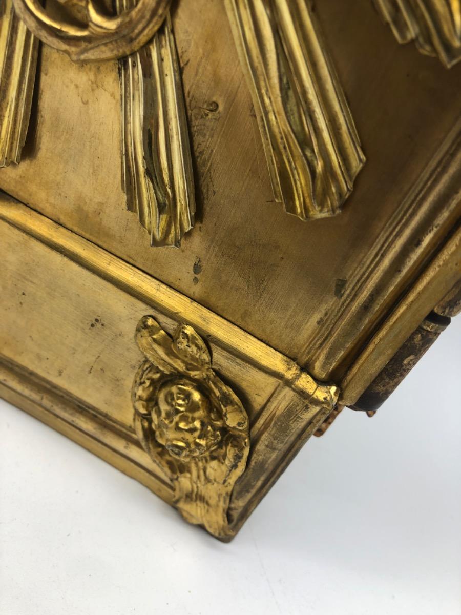 Antique wooden and metal gilded French tabernacle door 