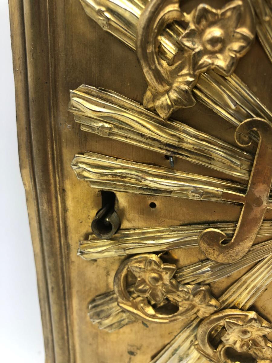 Antique wooden and metal gilded French tabernacle door 