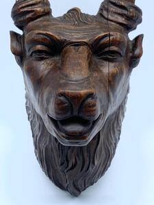 Antique Black Forest wood carved deer mount 