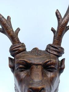Antique Black Forest wood carved deer mount 