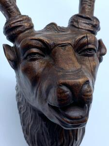 Antique Black Forest wood carved deer mount 