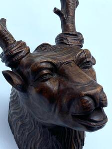 Antique Black Forest wood carved deer mount 