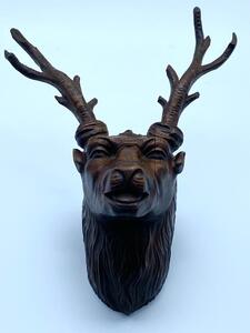 Antique Black Forest wood carved deer mount 