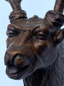 Antique Black Forest wood carved deer mount 