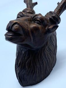 Antique Black Forest wood carved deer mount 
