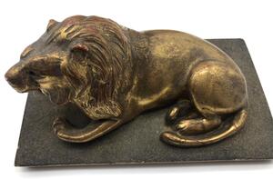 Antique pair of wood gilded lions 