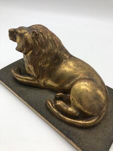Antique pair of wood gilded lions 