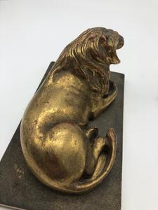 Antique pair of wood gilded lions 