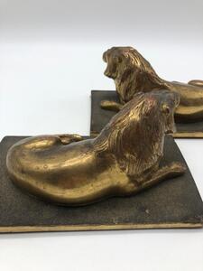 Antique pair of wood gilded lions 