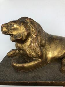 Antique pair of wood gilded lions 