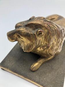 Antique pair of wood gilded lions 