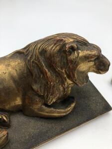 Antique pair of wood gilded lions 