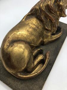 Antique pair of wood gilded lions 