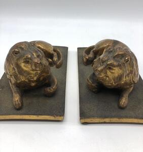 Antique pair of wood gilded lions 