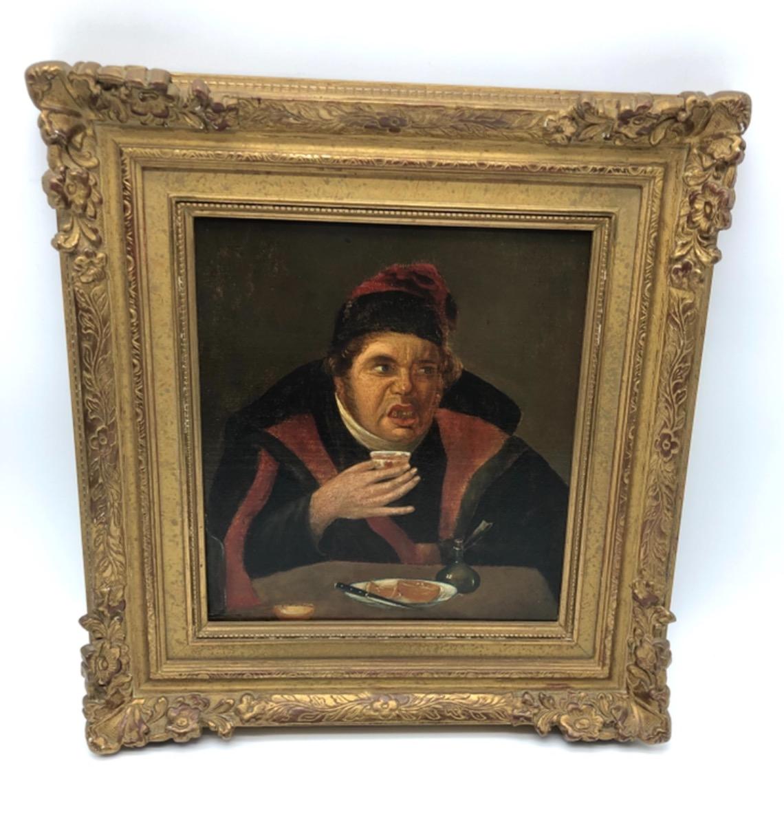 Antique XVIII Dutch painting oil on panel 