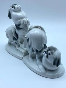 Pfeffer Gotha Art Deco dog porcelain book supports 