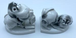 Pfeffer Gotha Art Deco dog porcelain book supports 