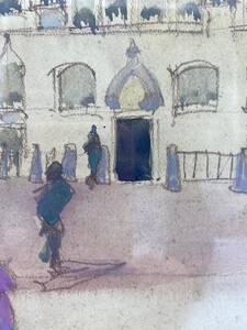 Gouache watercolor Art Deco View of Venice by Victor Creten 