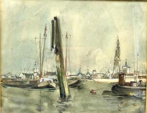 Massonet watercolor paintings marine scene 