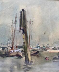 Massonet watercolor paintings marine scene 