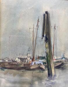 Massonet watercolor paintings marine scene 