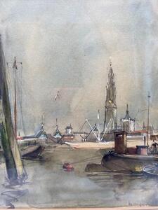 Massonet watercolor paintings marine scene 