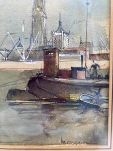 Massonet watercolor paintings marine scene 