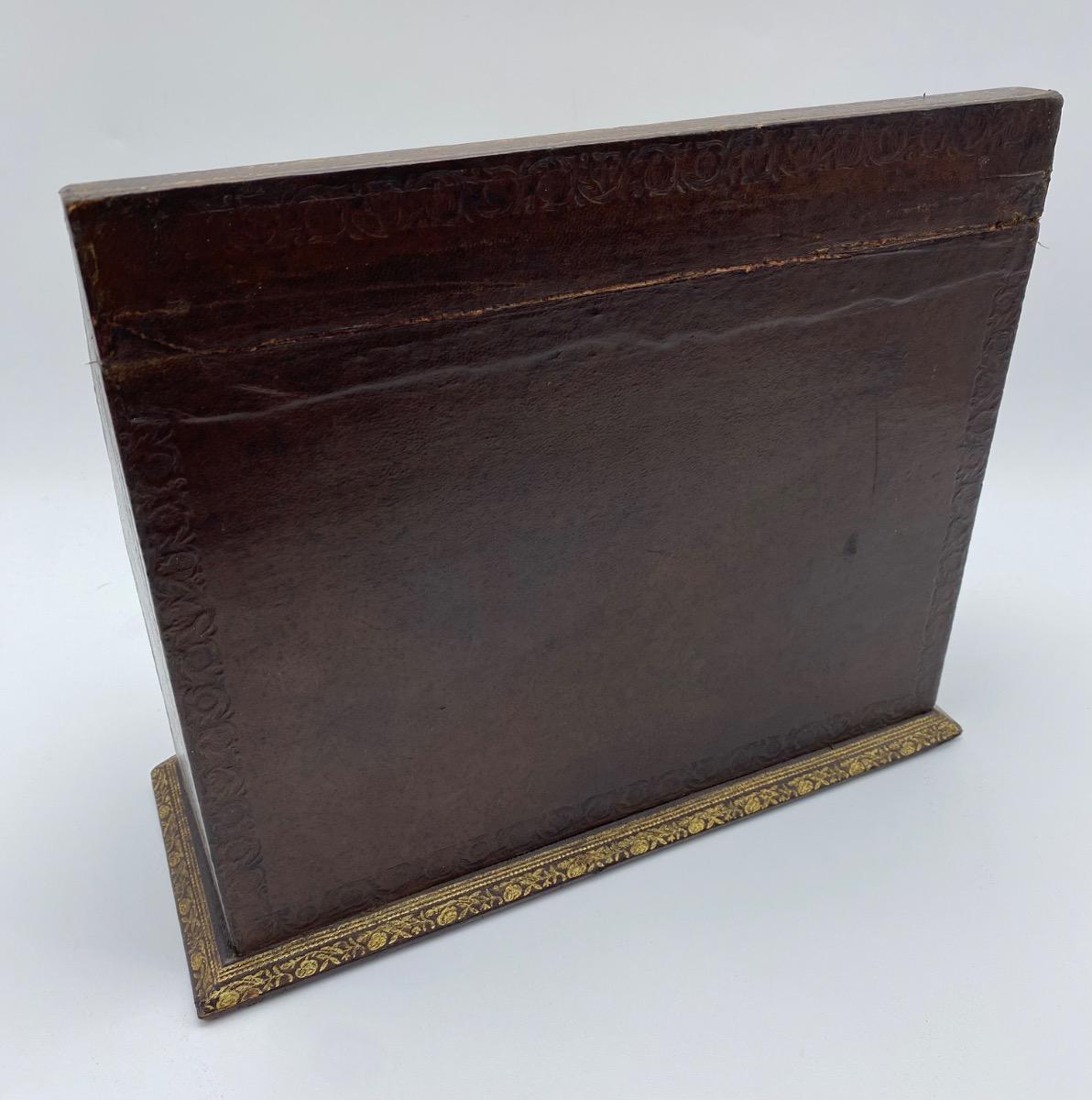 Boissier Paris leather gilded Napoleon III confectionery stationary box briefcase 