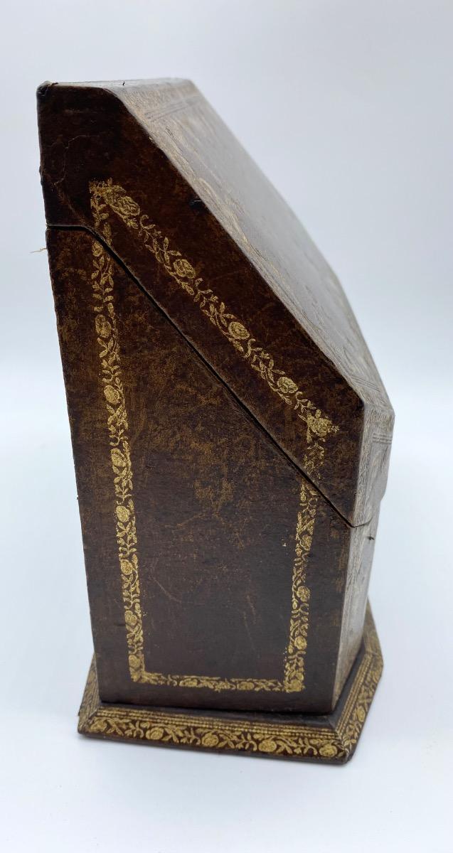 Boissier Paris leather gilded Napoleon III confectionery stationary box briefcase 