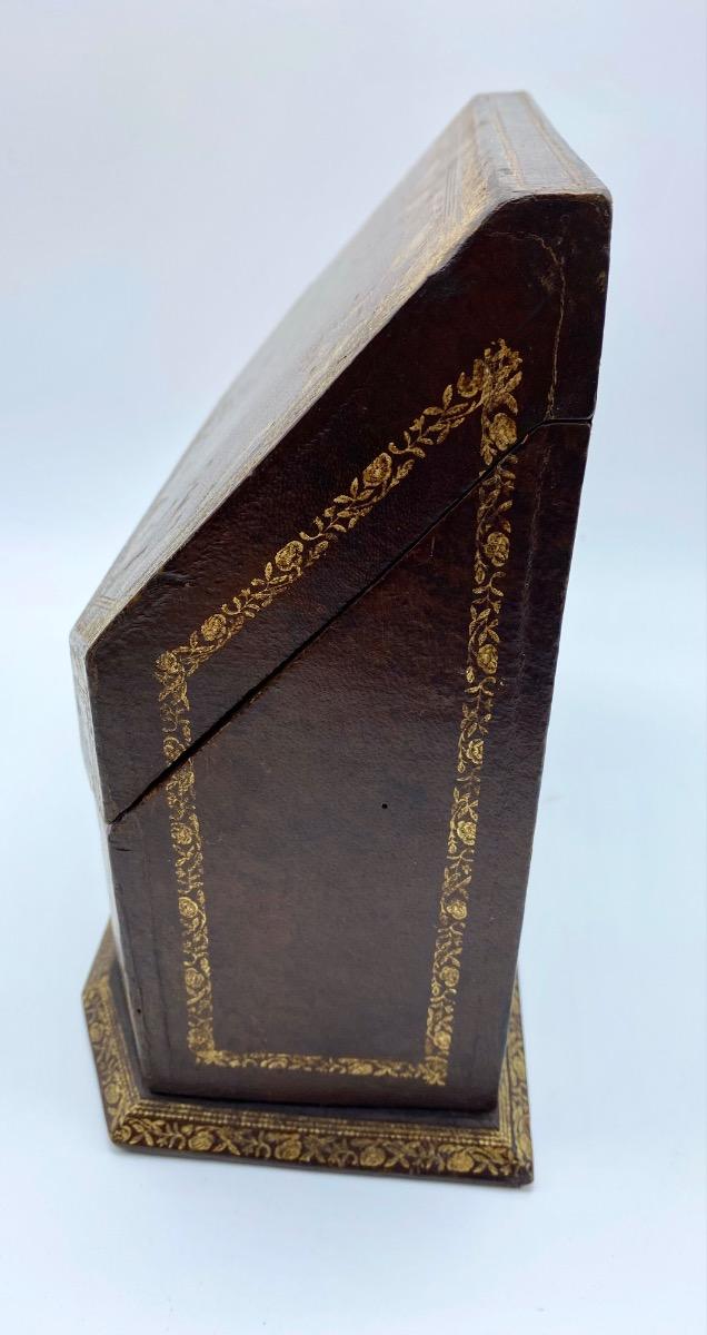 Boissier Paris leather gilded Napoleon III confectionery stationary box briefcase 