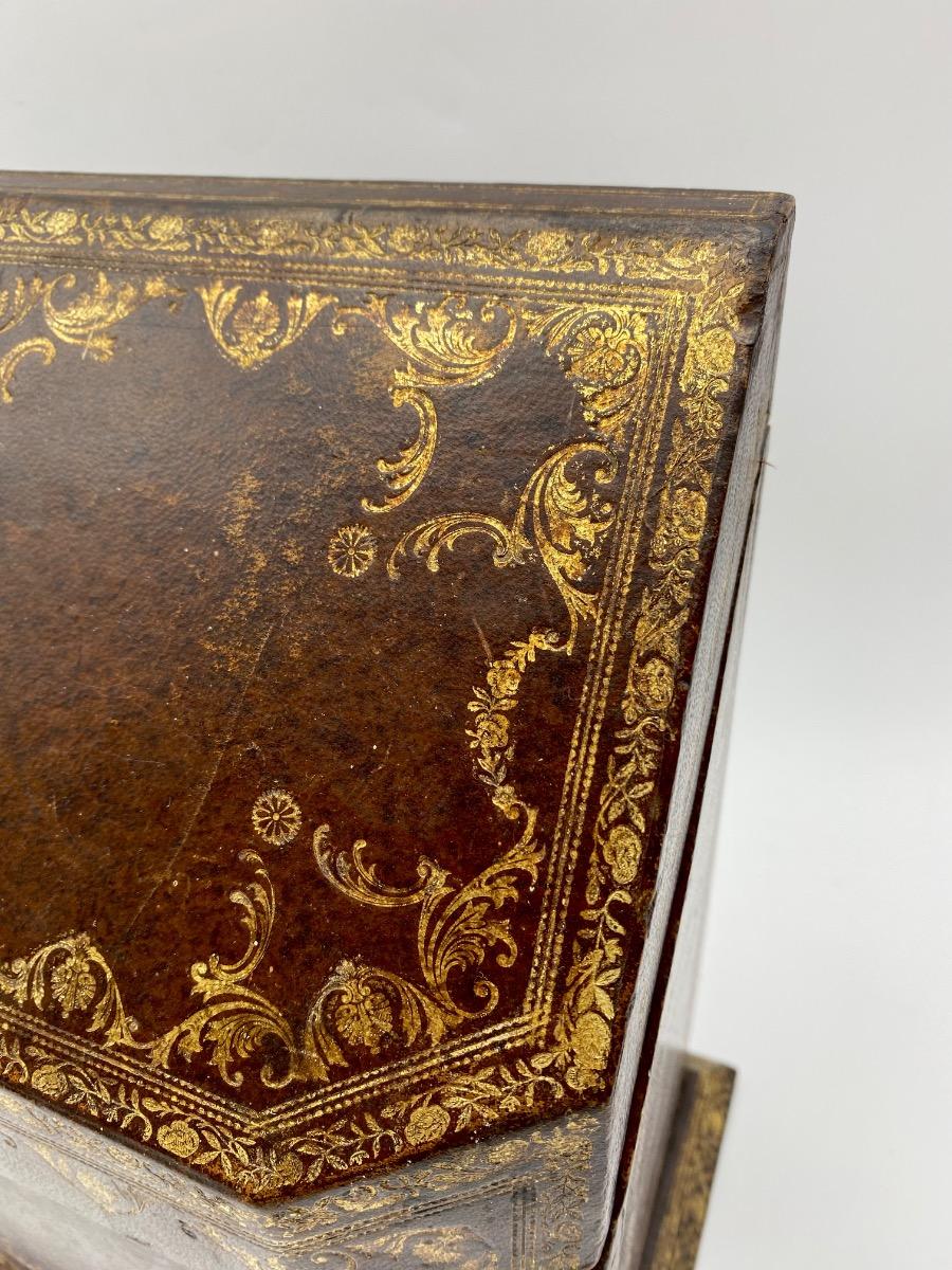 Boissier Paris leather gilded Napoleon III confectionery stationary box briefcase 