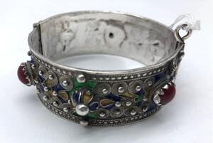 Silver ethnic jewelry bracelets and intaglio ring 