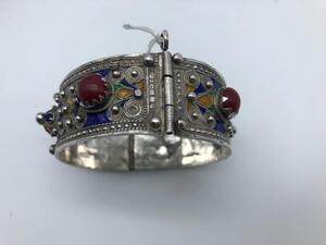 Silver ethnic jewelry bracelets and intaglio ring 