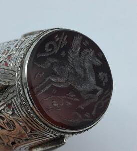 Silver ethnic jewelry bracelets and intaglio ring 