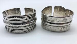 Silver ethnic jewelry bracelets and intaglio ring 