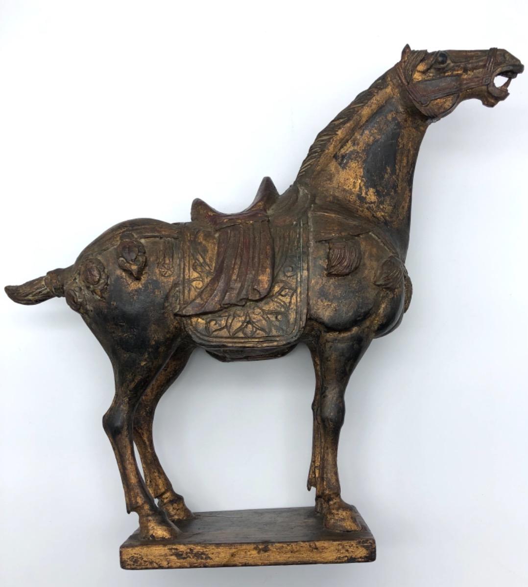 Early XX century Chinese carved wood ‘Tang’ horse Asian Antiques