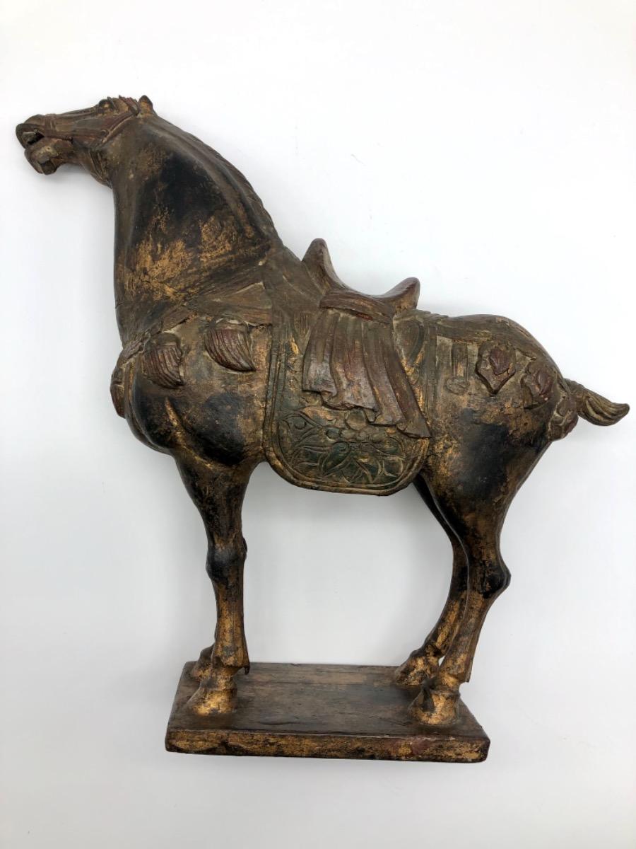Early XX century Chinese carved wood ‘Tang’ horse Asian Antiques