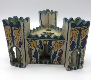 Rare Moroccan ceramic inkwell house shaped 