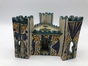 Rare Moroccan ceramic inkwell house shaped 
