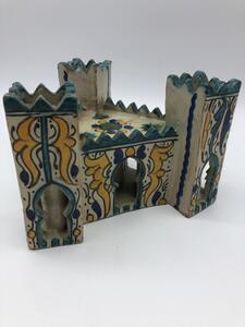 Rare Moroccan ceramic inkwell house shaped 