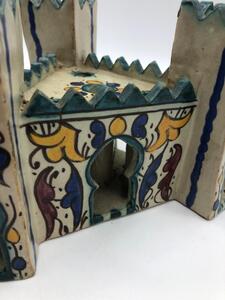 Rare Moroccan ceramic inkwell house shaped 