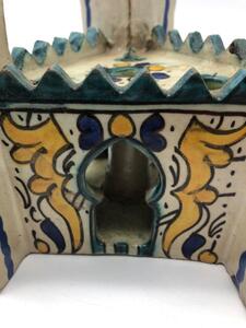 Rare Moroccan ceramic inkwell house shaped 