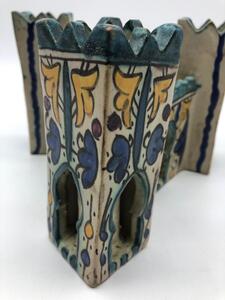 Rare Moroccan ceramic inkwell house shaped 